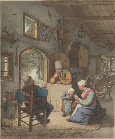Lettore di giornale in interni da Cornelis Ploos van Amstel