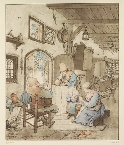 Lettore di giornale in interni da Cornelis Ploos van Amstel