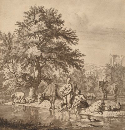 Pastore e pastorella con il loro gregge, 1763, pubblicato 1765 da Cornelis Ploos van Amstel