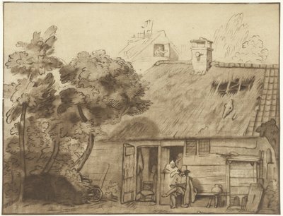 Disegnatore davanti a una fattoria da Cornelis Ploos van Amstel