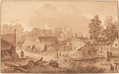 Villaggio con stagno da Cornelis Ploos van Amstel