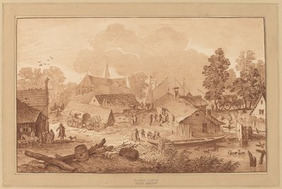 Villaggio con stagno da Cornelis Ploos van Amstel