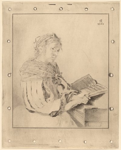 Ragazza giovane alla tastiera da Cornelis Ploos van Amstel
