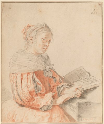 Ragazza giovane alla tastiera da Cornelis Ploos van Amstel