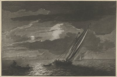 Veduta marina con luna piena da Cornelis Ploos van Amstel