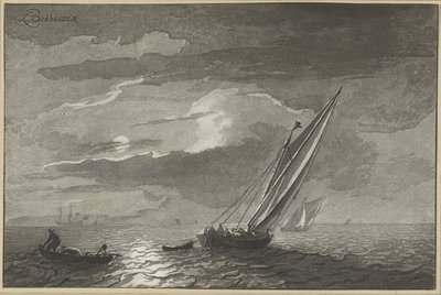 Paesaggio marino con luna piena da Cornelis Ploos van Amstel