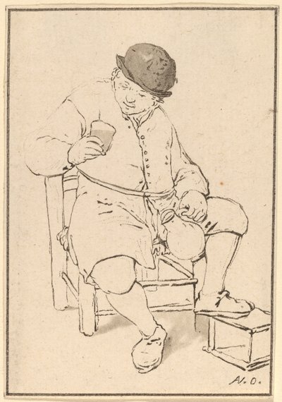 Contadino Seduto con Brocca da Cornelis Ploos van Amstel after Adriaen