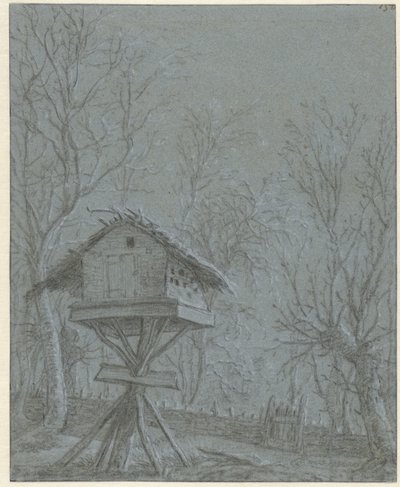 Colombaia tra gli alberi da Cornelis Saftleven (possibly)