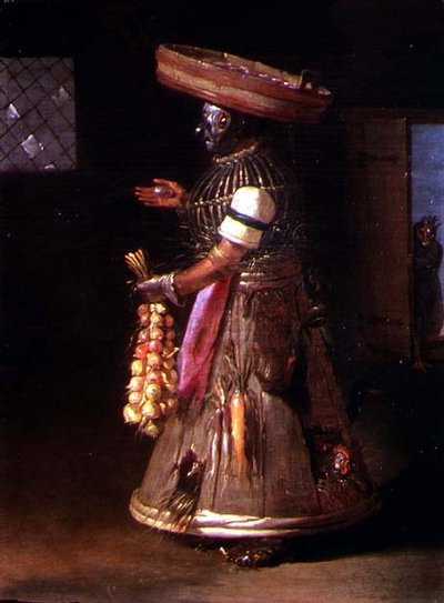 Figura antropomorfa di una donna (una di una coppia) da Cornelis Saftleven