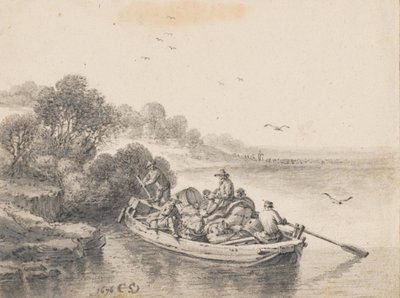 Un traghetto pesantemente carico da Cornelis Saftleven