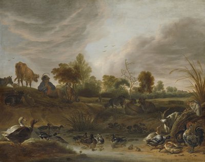 Paesaggio con animali da Cornelis Saftleven