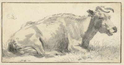 Mucca sdraiata, verso destra da Cornelis Saftleven