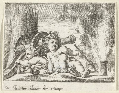 Due bambini con cannoni da Cornelis Schut (I)