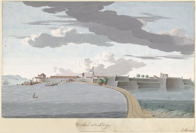 Forte Galle a Ceylon, visto dalla terraferma da Cornelis Steiger
