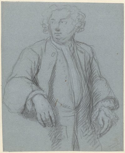Ritratto di un uomo sconosciuto con cappotto lungo, tre quarti verso sinistra da Cornelis Troost (attributed to)