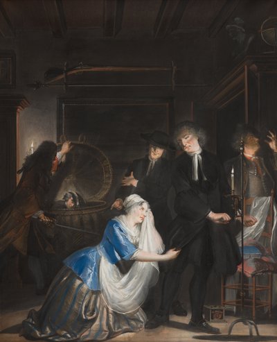 Falsa virtù scoperta: La scoperta di Volkert nel cesto della biancheria, 1739 da Cornelis Troost