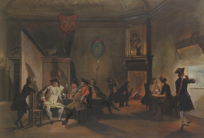 Interno con ufficiali militari da Cornelis Troost