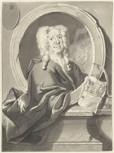 Ritratto di Jacob Campo Weyerman in medaglione da Cornelis Troost