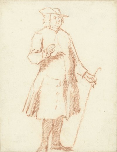 Uomo in piedi con bastone nella mano sinistra da Cornelis Troost