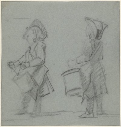Due studi di un ragazzo che suona il tamburo da Cornelis Troost