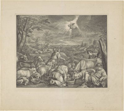Abramo parte per Sichem / Annunciazione ai pastori da Cornelis Visscher (II)