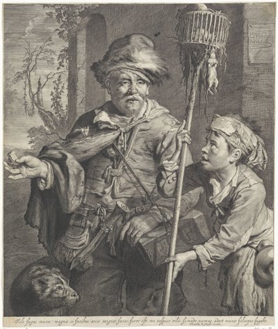 Il pifferaio magico con il suo aiutante da Cornelis Visscher (II)