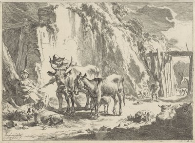 Paesaggio con donna che allatta il suo bambino da Cornelis Visscher (II)