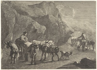 Paesaggio roccioso con pastori da Cornelis Visscher (II)