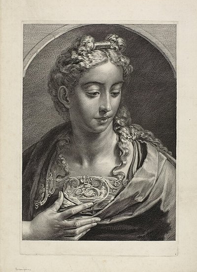 Atena, da Cabinet Reynst; Variarum imaginum a celeberrimis artificibus pictarum Caelaturae (Cabinet Reynst: Incisioni di varie immagini dipinte da artisti famosi) da Cornelis Visscher