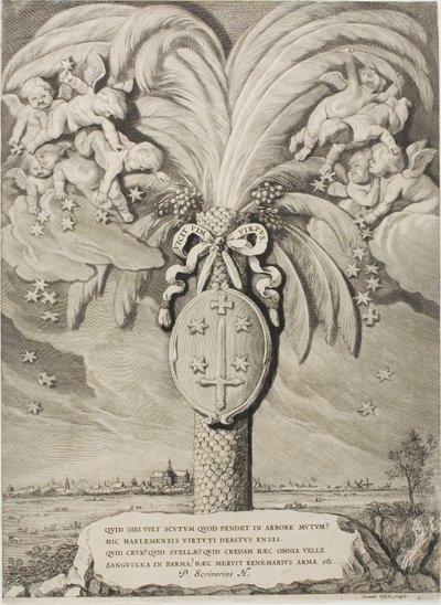 Stemma di Haarlem, pagina finale di Conti e Contesse di Olanda, Zelanda e Frisia Occidentale da Cornelis Visscher
