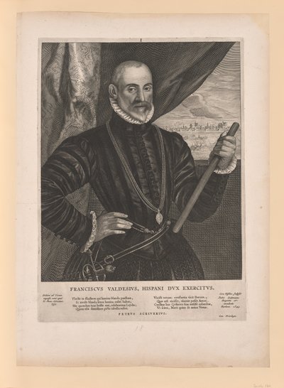 Francisco Valdes, comandante spagnolo, da Quatuor Personae da Cornelis Visscher