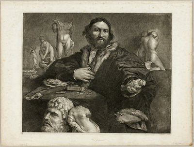 Ritratto di Andrea Odoni, da Cabinet Reynst; Variarum imaginum a celeberrimis artificibus pictarum Caelaturae (Cabinet Reynst: Incisioni di varie immagini dipinte da artisti famosi) da Cornelis Visscher