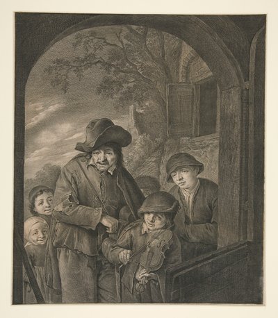 Senza titolo (Musicisti alla porta di una locanda) da Cornelis Visscher