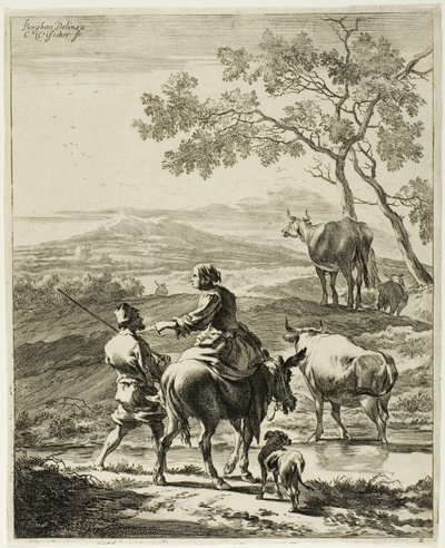 Donna su un asino da Cornelis Visscher