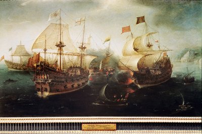 Scena di battaglia navale da Hendrick Cornelisz. Vroom