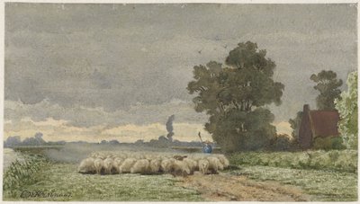 Paesaggio con gregge di pecore da Cornelis Willem Hoevenaar (II)