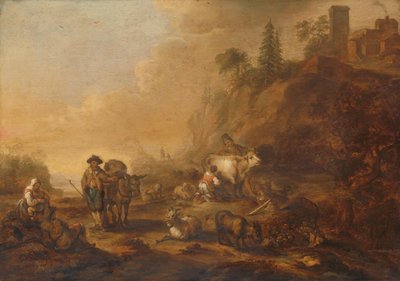 Paesaggio con pastori e le loro mandrie da Cornelis de Bie