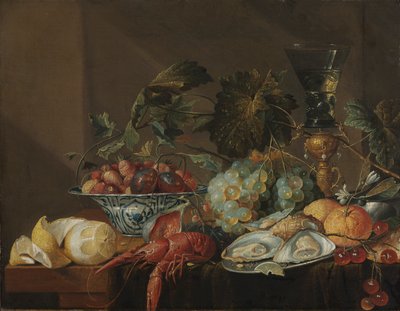 Natura morta con gamberi, ostriche e frutta da Cornelis de Heem