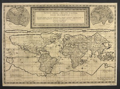 Mappa del mondo, Totius Orbis cognier universalis descriptio da Cornelis de Jode