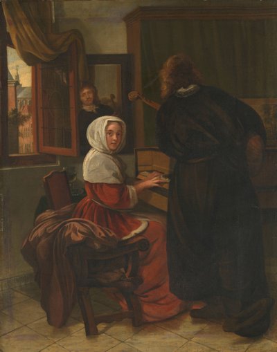 Coppia che fa musica da Cornelis de Man (manner of)