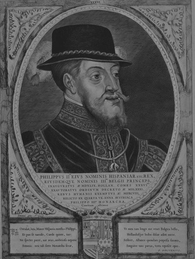 Filippo II, Re di Spagna, dalla serie Conti e Contesse di Olanda, Zelanda e W... da Cornelis de Visscher