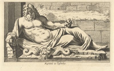 Statua di Nettuno presso la fontana sul Campidoglio a Roma da Cornelis van Dalen (I)