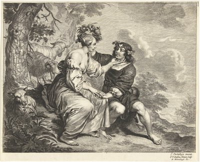 Pastore e pastorella nel paesaggio da Cornelis van Dalen (II)