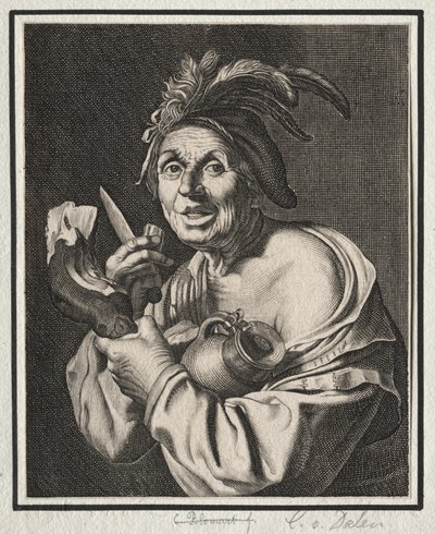 Un uomo con un prosciutto, appena tagliato da Cornelis van Dalen