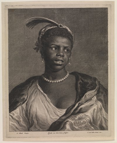 Ritratto di una donna africana con collana di perle da Cornelis van Dalen