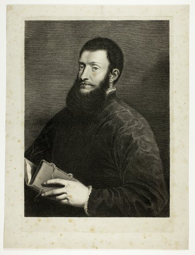 Ritratto del poeta Pietro Aretino, da Cabinet Reynst; Variarum imaginum a celeberrimis artificibus pictarum Caelaturae (Cabinet Reynst: Incisioni di varie immagini dipinte da artisti famosi) da Cornelis van Dalen II