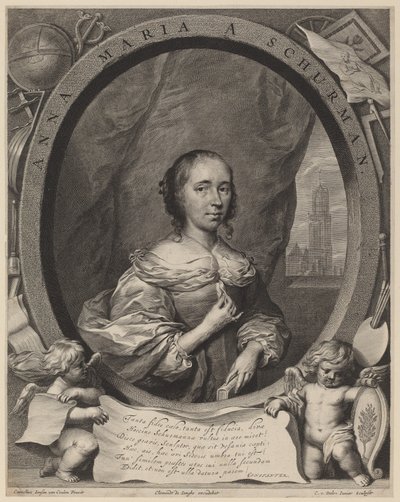 Anna Maria van Schurman da Cornelis van Dalen the Younger, after Cornelis Jonson