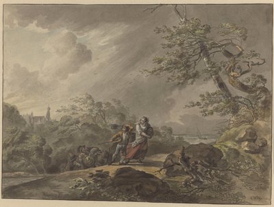 Viaggiatori sorpresi da una tempesta presso il Castello Doorwerth da Cornelis van Hardenbergh