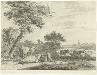 Paesaggio con mucche da Cornelis van Noorde