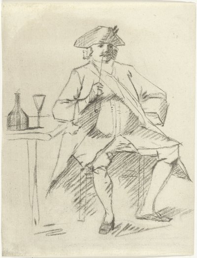 Uomo con una pipa seduto a un tavolo da Cornelis van Noorde